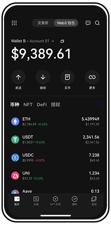 ouyi app 客户端界面展示